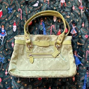 Coach Penelope Signature Monogram Lime Green Shoulder Bag